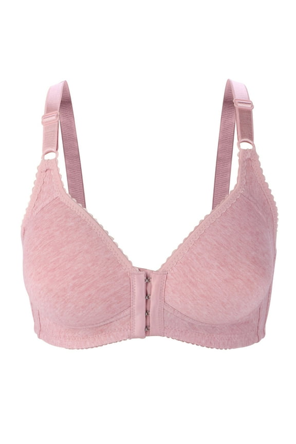 Sports Bras for Women Front Closure Comfort No Underwire Push Up Bra Low Cut V-Neck Bralette Seamless Unpadded Everyday Bra