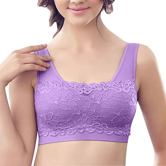 qolati Sports Bras for Women High Support Wireless Breathable Liftup Everyday Lace Bra Plus Size No Underwire Comfortable Underwear