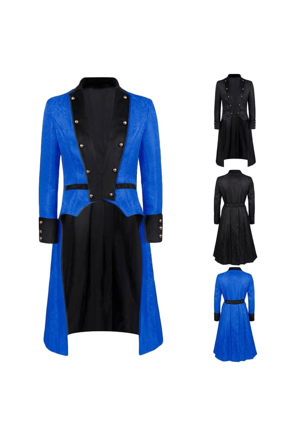 Steampunk Gothic Jacket for Women Elegant Floral mbroider Long Sleeve Button Down Renaissance Cardigan Coat Vintage Pleated High Low Tailcoat