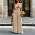 thumbnail image 1 of qolati Summer Dresses for Women Striped Halter Maxi Dress Deep V Neck Backless Flowy Beach Vacation Boho Sundress, 1 of 8