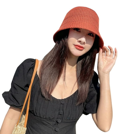 qolati Sun Hats for Women Straw Packable Wide Brims Visor Bucket Beach Hat Foldable Summer Fisherman Caps Outdoor Clothes