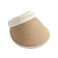 thumbnail image 1 of qolati Sun Visor Hats for Women Wide Brims Straw Beach Hats Summer Packable Ponytail Hats Hand Woven Travel Fisherman Caps Clearance, 1 of 3