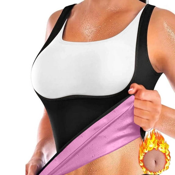qolati Sweat Vest for Women Slim Fitted Sleeveless Corset Tank Top for Workout Fitness Saunasuit Shaper Vest Pink XXL