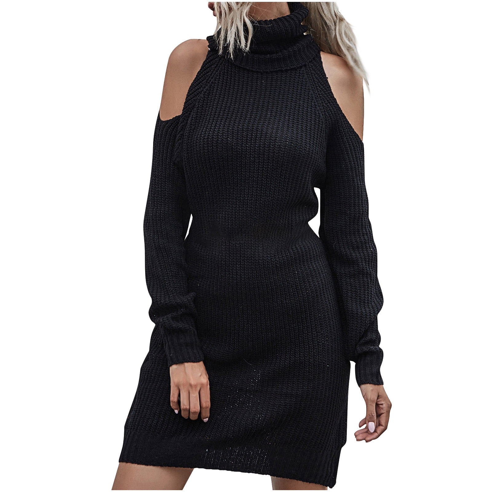 Buttoned Drop Shoulder Sweater Dress Casual Long Sleeve Dresses