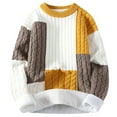 thumbnail image 1 of qolati Sweaters for Men Fashion Color Block Crewneck Pullover 2024 Fall Jumper Tops Casual Loose Long Sleeve Sweater Outwear, 1 of 4