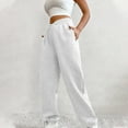 thumbnail image 1 of qolati Sweatpants Women Baggy Elastic Waistband Workout Joggers Pants V Crossovers High Waisted Cinch Bottom Trousers with Pockets, 1 of 7