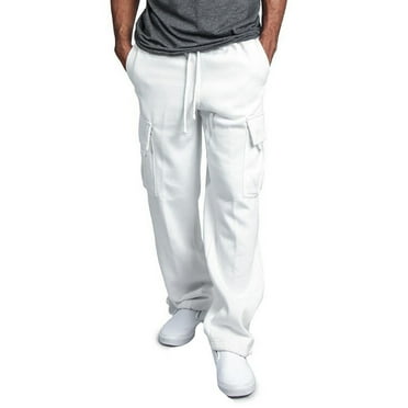 qolati Sweatpants for Men Big and Tall Drawstring Elastic Waist Baggy Cargo Pants Wide Leg Workout Hiking Joggers Pants