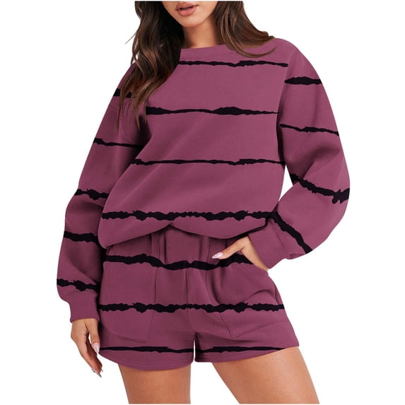 qolati Sweatshirt Sets for Women 2 Piece Casual Shorts Oversized Tacksuit Set Y2k Long Sleeve Pullover Tops with Sport Shorts Macting Sets 2023 Trendy Outfits