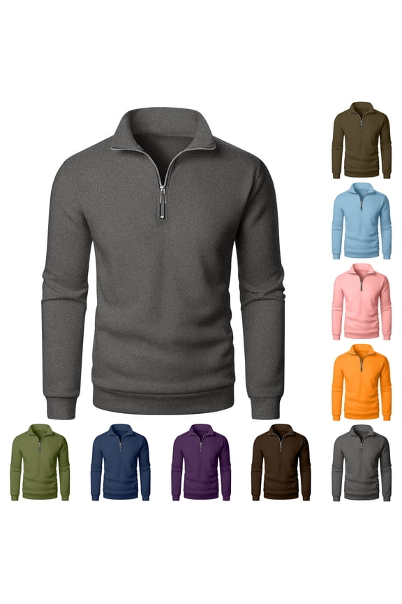 Sweatshirts for Men Quarter Zip Lightweight V Neck Long Sleeve Golf Tops Casual Loose Fleece Lined Warm Fall Winter Pullover Sweaters