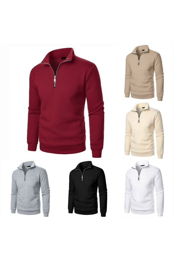 Sweatshirts for Men Quarter Zip Lightweight V Neck Long Sleeve Golf Tops Casual Loose Fleece Lined Warm Fall Winter Pullover Sweaters