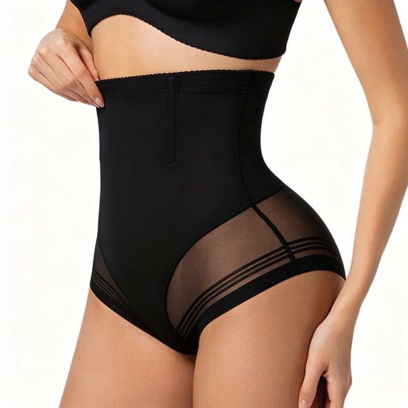 qolati Thong Shapewear for Women Butt Lifter High Waist Body Shaper Underwear Lightweight Comfort Girdle Panties Black XXL