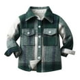 thumbnail image 1 of qolati Toddler Baby Boys Jackets Warm Button Down Sherpa Lined Plaid Flannel Shirt Jacket Casaul Long Sleeve Lapel Fall Winter Jackets, 1 of 9