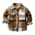 thumbnail image 1 of qolati Toddler Baby Boys Jackets Warm Button Down Sherpa Lined Plaid Flannel Shirt Jacket Casaul Long Sleeve Lapel Fall Winter Jackets, 1 of 1