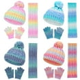 thumbnail image 1 of qolati Toddler Beanie Hat Scarf Gloves Set 3 Piece Winter Outfits Kids Knitted Mitten Fleece Lined Cap Scarf Warmer Sets for Boy Girl 3-10 Years, 1 of 4
