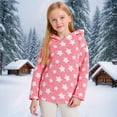 thumbnail image 1 of qolati Toddler Girls Fleece Hoodie Cozy Sherpa Fall Sweatshirt Cute Dots Printed Fuzzy Fluffy Pullover Casual Tops 4-15 Years, 1 of 5