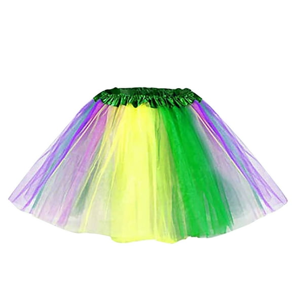qolati Tulle Skirt for Women Elastic Lady Teen Adult Dance Ballets Skirt Short Ladies 80's Layered Princesses Petticoat Skirt