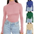 thumbnail image 1 of qolati Turtleneck Tops for Women Fall Fashion Long Sleeve Shirts Casual Plain Basic Tee Soft Slim Fit Active Layer T-Shirts, 1 of 8