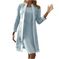 thumbnail image 1 of qolati Two Piece Mother of The Bride Dresses Elegant Bodycon Formal Wedding Guest Dress Casual Hollow Out Cardigan Bodycon Midi Dress 2023 Outfits, 1 of 5