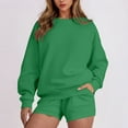 thumbnail image 1 of qolati Two Piece Sets for Women Casual Tracksuits Baggy Shorts Oversized Fleece Pullover Crew Neck Sweatshirts Lounge Sweatsuits 2 Piece Outfit, 1 of 8