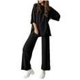 thumbnail image 1 of qolati Two Piece Sets for Women Casual Short Sleeve Pullover Tops and Wide Leg Pants Lounge Sets 2024 Trendy Tracksuits 2 Piece Summer Outfits, 1 of 9