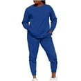 thumbnail image 1 of qolati Two Piece Sets for Women Long Sleeve Pullover Sweatshirts Drawstring Jogger Pants Sets 2024 Travel Outfits Fall Tracksuit Blue L 8, 1 of 6