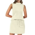 thumbnail image 1 of qolati Two Piece Skirt Sets for Women Summer Beach Vacation Outfits Mock Neck Sleeveless Tops Elastic Short Tennis Skirt with Pockets Lounge Matching Sets, 1 of 8