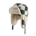 thumbnail image 1 of qolati Unisex Winter Trapper Hat Plaid Fleece Linen Hunting Hat Windproof Ski Sherpa Hat Cap Warm Bomber Hat, 1 of 3