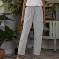 thumbnail image 1 of qolati Wide Leg Pants for Women 2023 Plus Size Drawstring High Waist Cotton Linen Palazzo Trousers Comfy Lightweight Beach Palazzo Lounge Pant with Pockets, 1 of 7