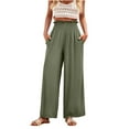 thumbnail image 1 of qolati Wide Leg Pants Women 2024 Summer Trendy Casual Flowy Lounge Trousers Dressy Smocked High Waisted Palazzo Beach Pants with Pockets, 1 of 6
