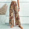 thumbnail image 1 of qolati Wide Legs Pants for Women Boho Ethnic Print Drawstring High Waisted Palazzo Pants Casual Loose Yoga Lounge Trousers with Pockets, 1 of 7