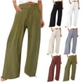 thumbnail image 1 of qolati Wide Legs Pants for Women Casual High Waisted Palazzo Lounge Pants 2023 Fall Stretchy Loose Workout Yoga Trousers, 1 of 6