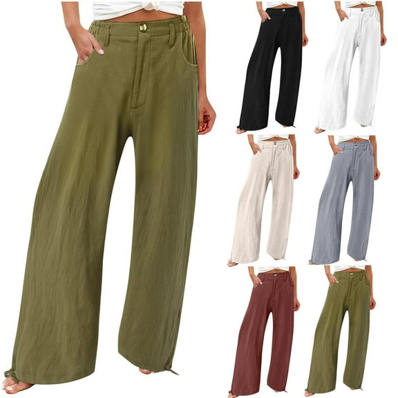 qolati Wide Legs Pants for Women Casual High Waisted Palazzo Lounge Pants 2023 Fall Stretchy Loose Workout Yoga Trousers