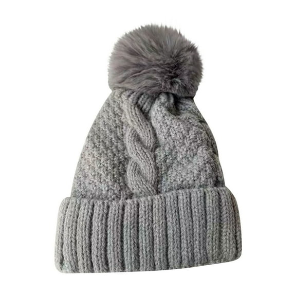 qolati Winter Beanie Hats for Women Outdoor Ski Snow Hats Pompom Warm Fleece Lined Chunky Trendy Cute Knit Twists Cap