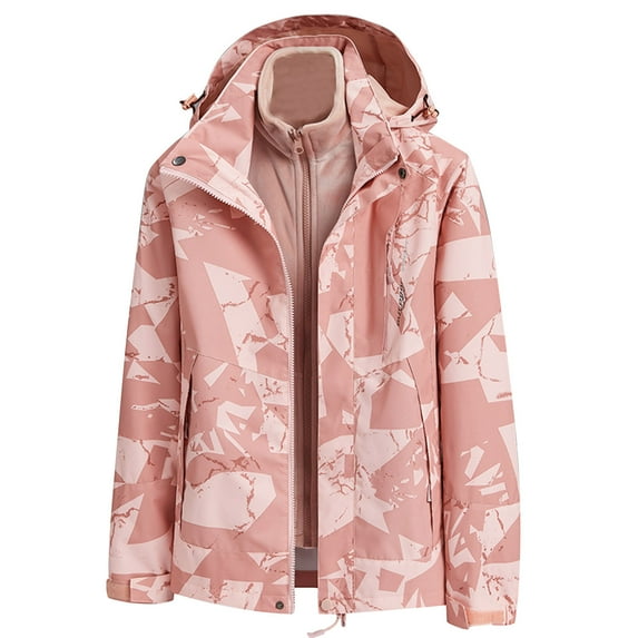 qolati Winter Coats for Women 3 in 1 Snow Ski Jacket Detachable Fleece Warm Hooded Jackets Waterproof Windbreaker Outdoor Hiking Travel Raincoats Outwear