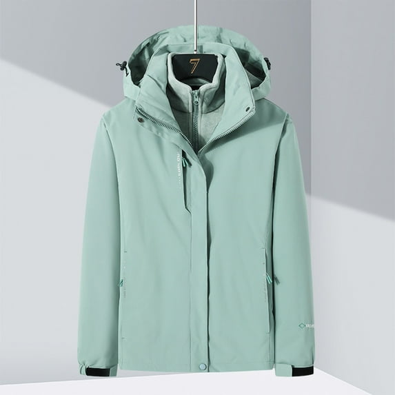 qolati Winter Coats for Women 3 in 1 Snow Ski Jacket Detachable Fleece Warm Hooded Jackets Waterproof Windbreaker Outdoor Hiking Travel Raincoats Outwear