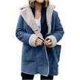 thumbnail image 1 of qolati Winter Coats for Women 2024 Warm Sherpa Fleece Lined Button Down Jackets Trendy Notched Lapel Faux Suede Parka Coat Outerwear with Pockets, 1 of 6