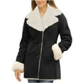 thumbnail image 1 of qolati Winter Coats for Women 2024 Warm Sherpa Fleece Lined Button Down Jackets Y2k Notched Lapel Faux Suede Trendy Coat Outerwear with Pockets, 1 of 7