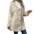 thumbnail image 1 of qolati Winter Coats for Women Long Sleeve Jacquards Print Fuzzy Fleece Open Front Hooded Cardigans Jacket 2024 Thicken Overcoat Outerwear, 1 of 9