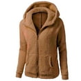 thumbnail image 1 of qolati Winter Coats for Women Long Sleeve Zip Up Hoodies Jackets Fuzzy Fleece Solid Color Open Front Cardigan Coat with Pocket Clearance, 1 of 2