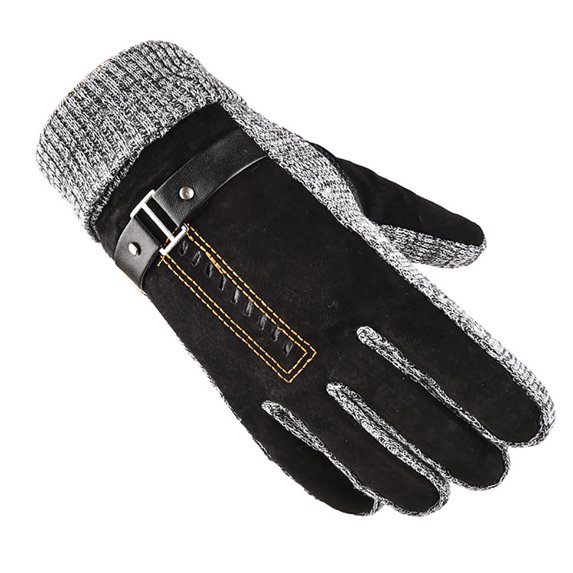 qolati Winter Faux Leather Gloves for Men Women Touchscreen Texting Windproof Gloves for Unisex Fleece Lined Thick Driving Motorcycle Warm Gloves