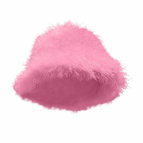 qolati Winter Fuzzy Bucket Hats for Women Warm Furry Faux Furs Hat Stylish Fluffy Fisherman Cap