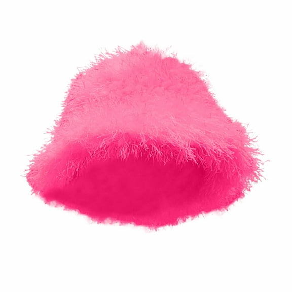 qolati Winter Fuzzy Bucket Hats for Women Warm Furry Faux Furs Hat Stylish Fluffy Fisherman Cap