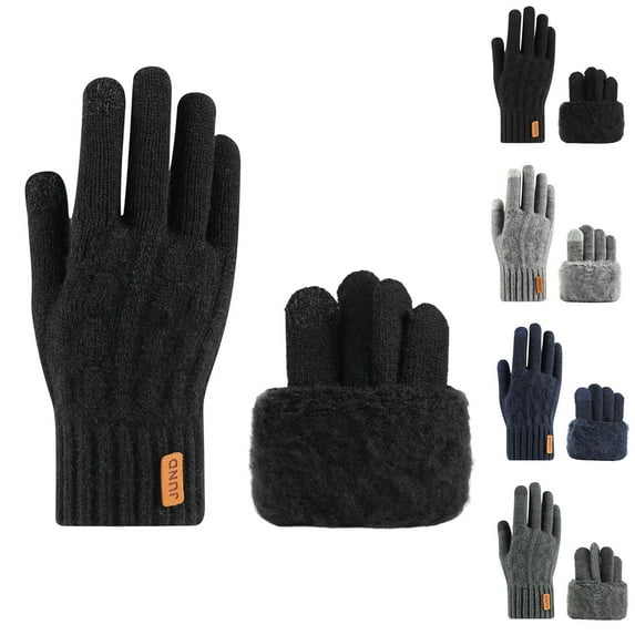 qolati Winter Gloves for Women Fleece Lined Gloves for Cold Weather Thermal Warm Fuzzy Sherpa Touchscreen Gloves for Christmas Outdoor Navy Free Size