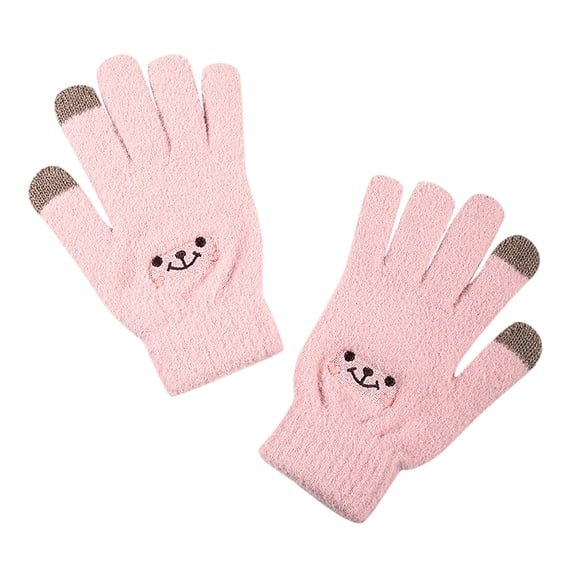 qolati Winter Gloves for Women Thermal Soft Warm Cute Gloves for Girls with Elastic Cuff Windproof Knitted Ski Snow Mittens