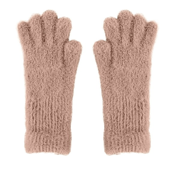 qolati Winter Gloves for Women Wool Blends Elastic Cuff Knitted Gloves Soft Stretchy Warm Thermal Gloves for Cold Weather