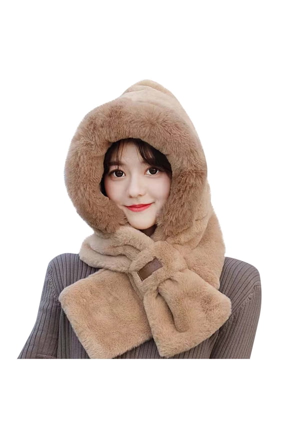 Winter Hats for Women Faux Furs Scarf Hat 2 in 1 Set Winter Warm Cover Ears Beanie Hat Ear Flaps Ski Snow Hats
