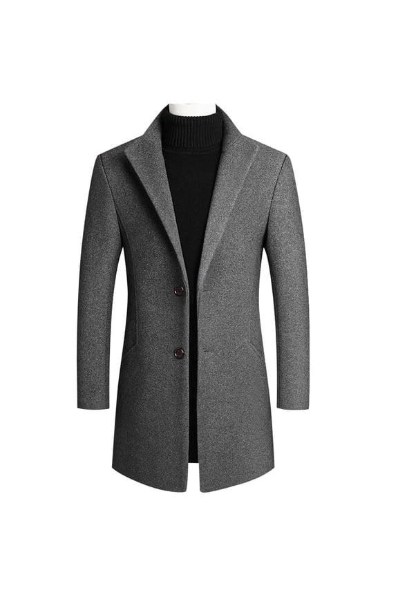 Winter Jackets for Men Wool Blend Casual Single Breasted Trench Overcoat Mid Long Peacoat Dressy Jacket