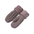thumbnail image 1 of qolati Winter Sherpa Lined Gloves for Women Chunky Cable Knit Mittens Windproof Thermal Fuzzy Fleece Thickened Warm Snow Gloves, 1 of 3