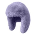 thumbnail image 1 of qolati Winter Trappers Hat for Women Warm Faux Furs Windproof Full Hood Earflap Beanie Furry Pures Color Snow Ski Cap, 1 of 4