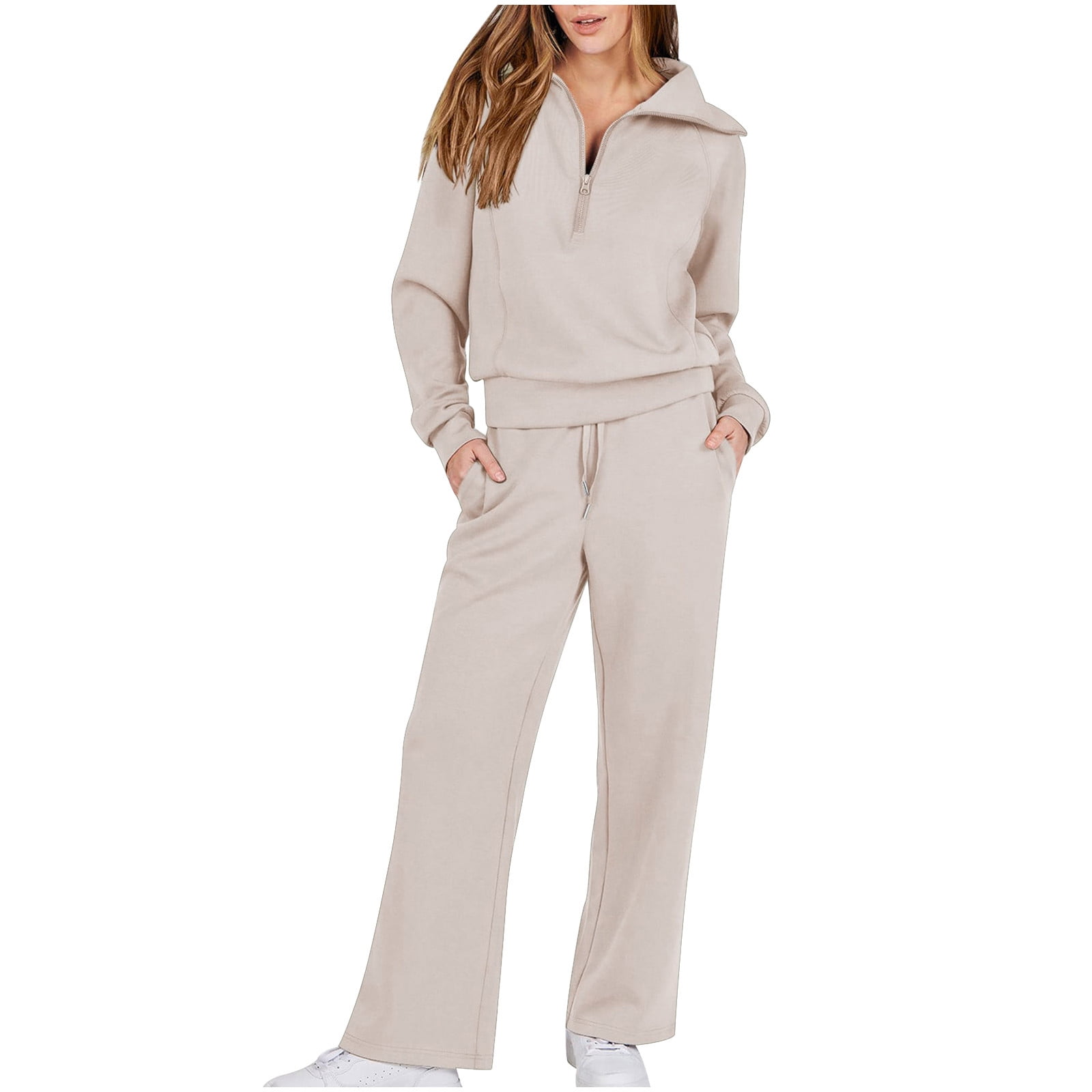  Becotal Sweatsuit Sets for Women Two Piece Outfits Crop Hoodie  Long Sleeve Pullover And Wide Leg Pants Tracksuit Matching Sets Khaki M :  Clothing, Shoes & Jewelry